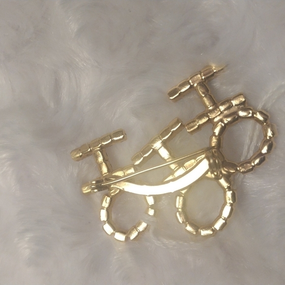 VINTAGE Christmas hohoho brooch red clear and green stones 1/2" - Picture 4 of 4